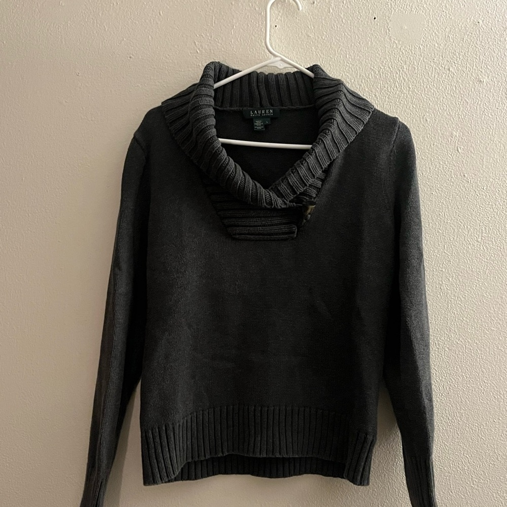 Ralph Lauren Women's Charcoal Cowl Neck Sweater